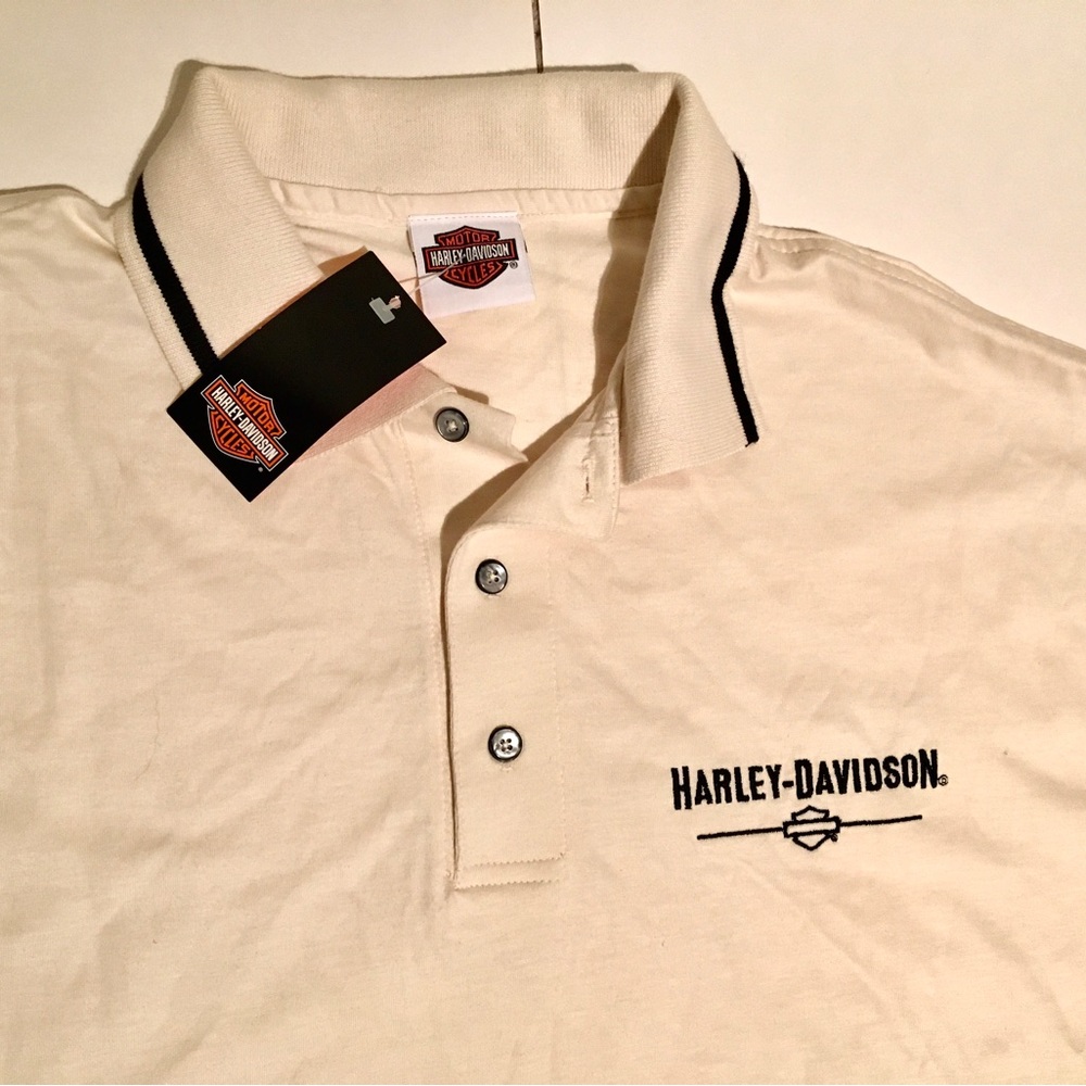 Harley Davidson polo shirt.